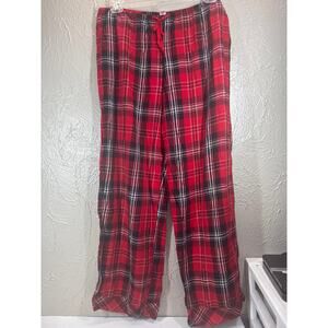 Victorias‎ Secret Pajama Pants Red Black Buffalo Plaid Elastic Waist Womens Sz L